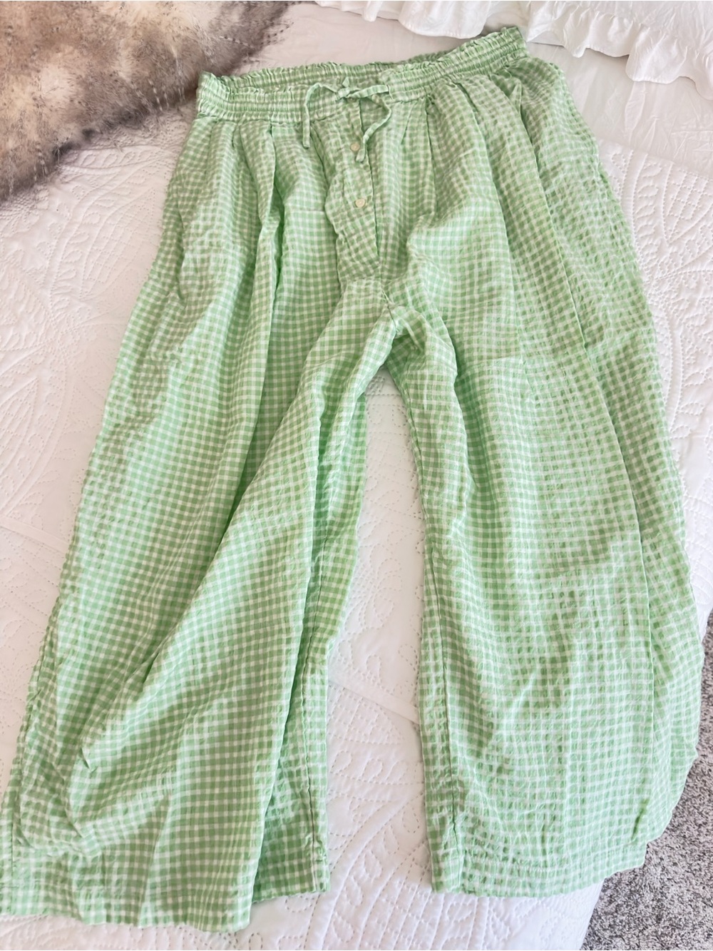Anthropology gingham wide leg pants